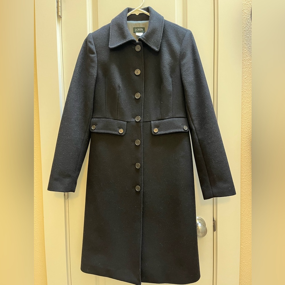 J Crew long wool pea coat size 0